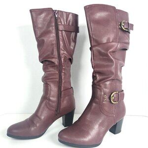 RIALTO Farewell Burgundy Smooth Knee High Boot Sz 6.5